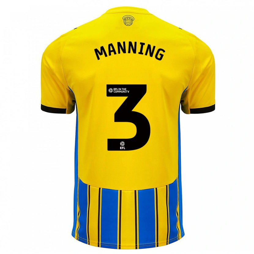 Danxen Dames Ryan Manning #3 Blauw Geel Uitshirt Uittenue 2025/26 T-Shirt