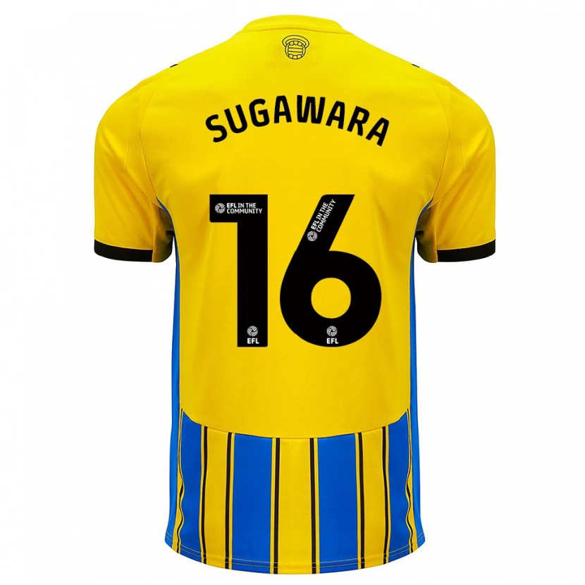 Danxen Dames Yukinari Sugawara #16 Blauw Geel Uitshirt Uittenue 2025/26 T-Shirt