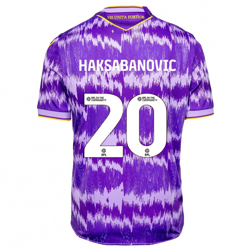 Danxen Dames Sead Hakšabanović #20 Paars Geel Uitshirt Uittenue 2025/26 T-Shirt