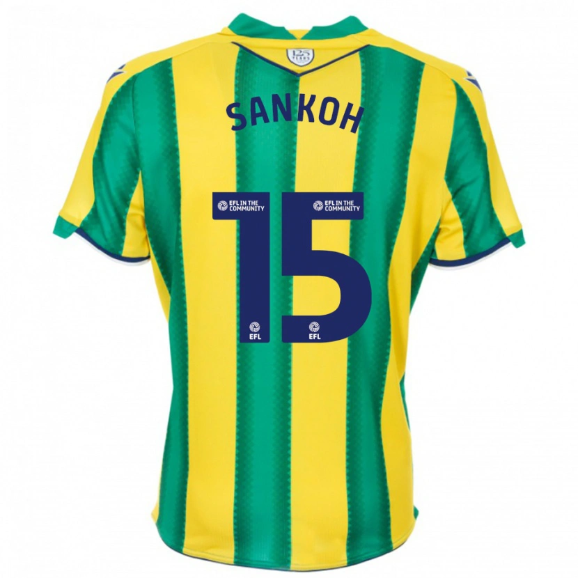 Danxen Dames Umar Sankoh #15 Geel Groen Uitshirt Uittenue 2025/26 T-Shirt