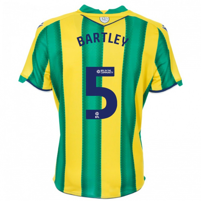 Danxen Dames Kyle Bartley #5 Geel Groen Uitshirt Uittenue 2025/26 T-Shirt