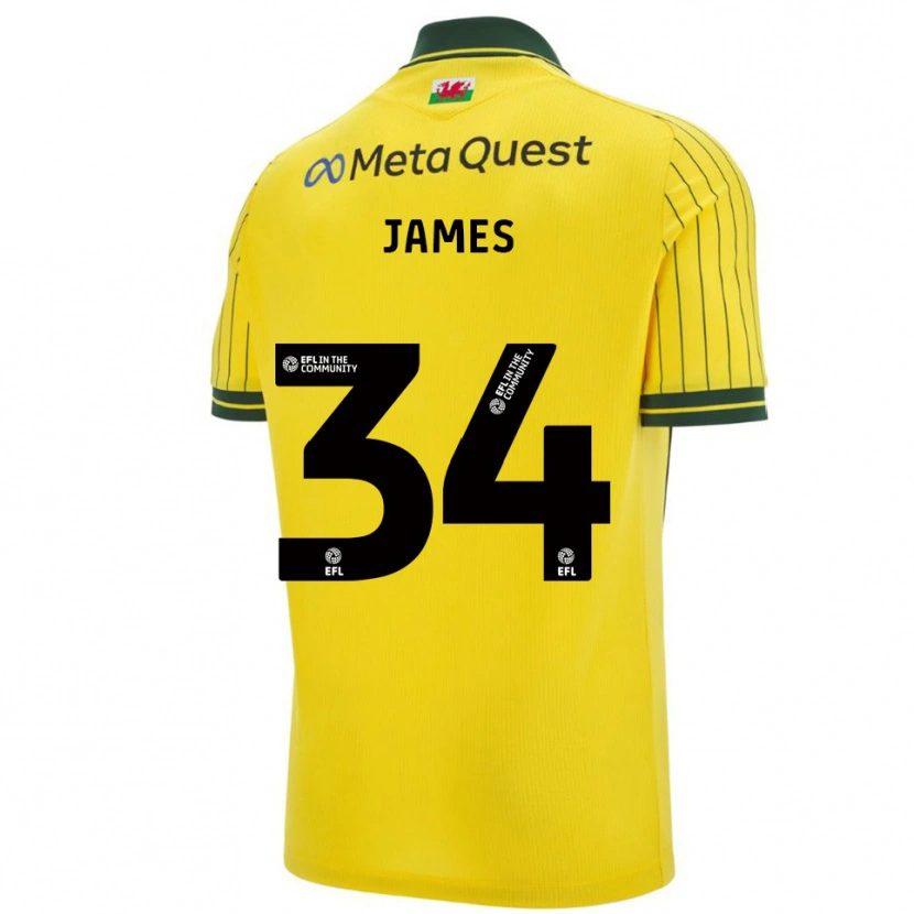 Danxen Dames Aaron James #34 Geel Groen Uitshirt Uittenue 2025/26 T-Shirt