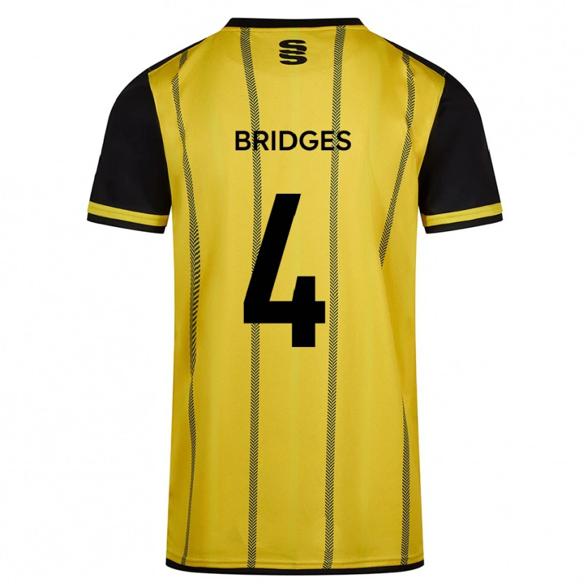 Danxen Dames Jacob Bridges #4 Geel Zwart Uitshirt Uittenue 2025/26 T-Shirt