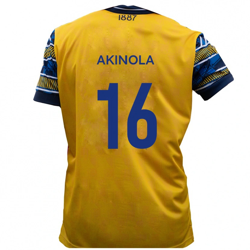 Danxen Dames Tunji Akinola #16 Geel Zwart Uitshirt Uittenue 2025/26 T-Shirt
