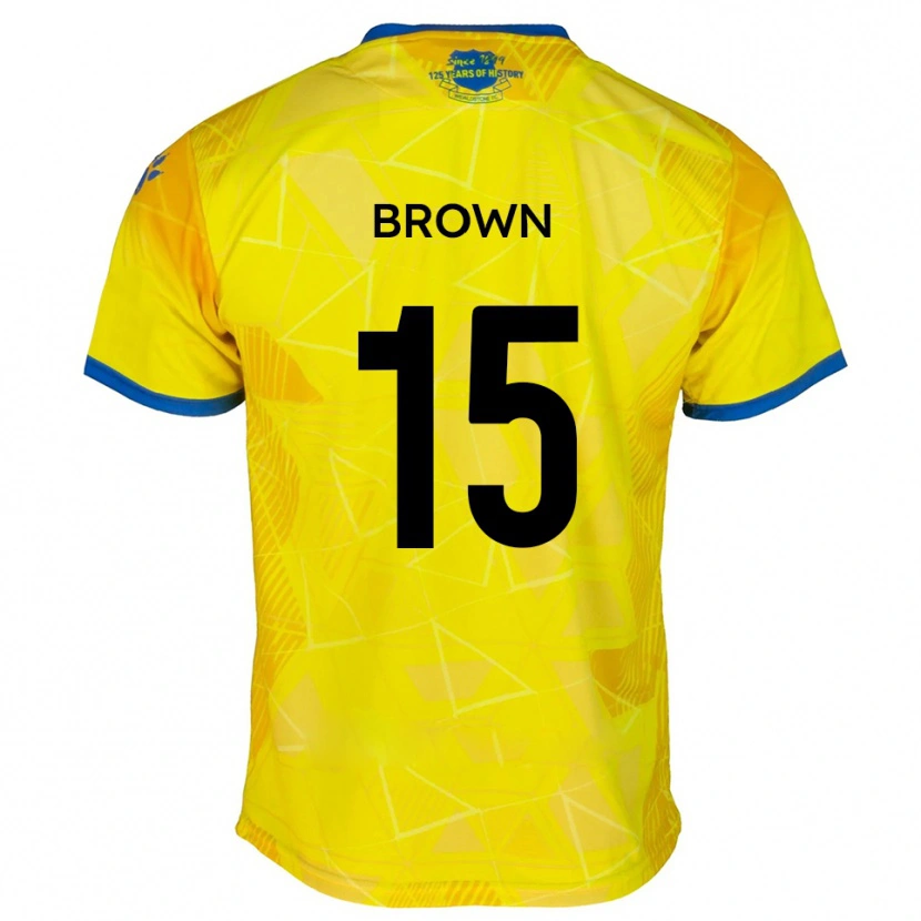 Danxen Dames Jed Brown #15 Geel Blauw Uitshirt Uittenue 2025/26 T-Shirt