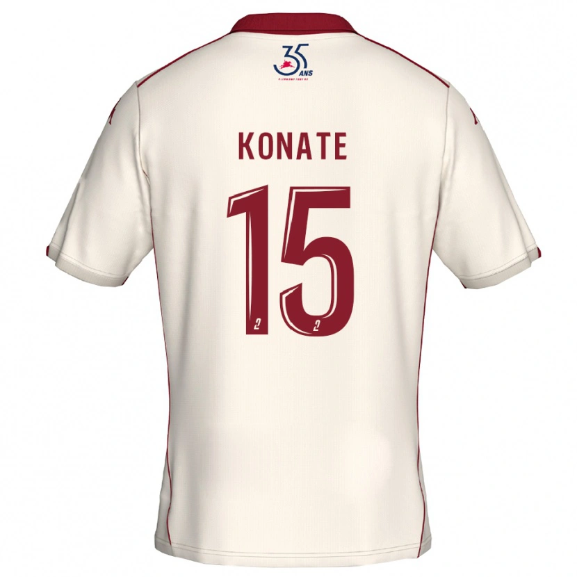 Danxen Dames Cheick Oumar Konaté #15 Wit Bourgondisch Uitshirt Uittenue 2025/26 T-Shirt