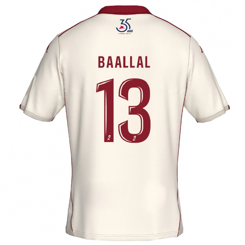 Danxen Dames Abdellah Baallal #13 Wit Bourgondisch Uitshirt Uittenue 2025/26 T-Shirt
