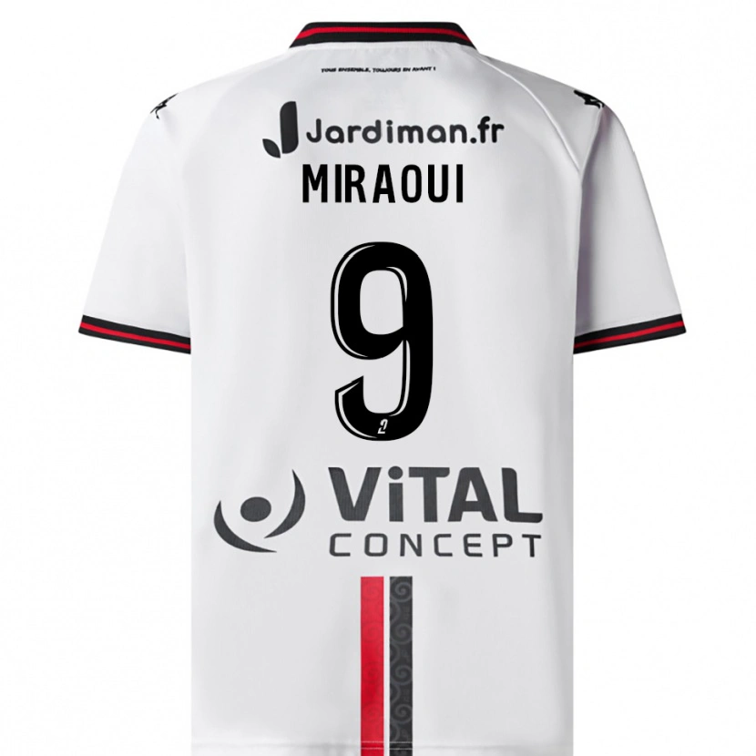 Danxen Dames Ilias Miraoui #9 Wit Rood Uitshirt Uittenue 2025/26 T-Shirt