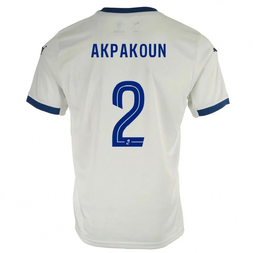 Danxen Dames Tom Akpakoun #2 Wit Blauw Uitshirt Uittenue 2025/26 T-Shirt
