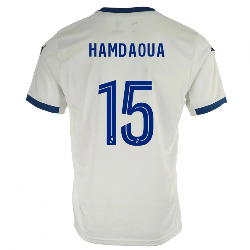Danxen Dames Noham Hamdaoua #15 Wit Blauw Uitshirt Uittenue 2025/26 T-Shirt