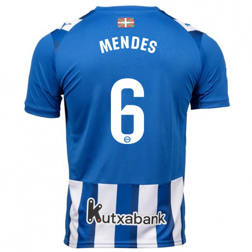 Danxen Kinderen Tomás Mendes #6 Blauw Wit Thuisshirt Thuistenue 2025/26 T-Shirt