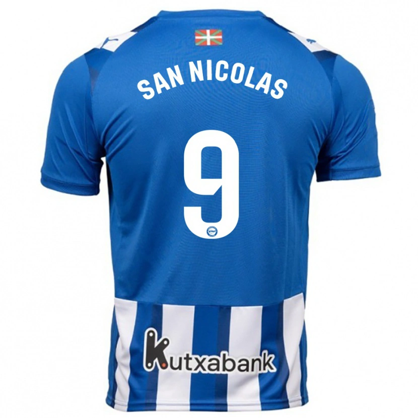 Danxen Kinderen Olga San Nicolás #9 Blauw Wit Thuisshirt Thuistenue 2025/26 T-Shirt