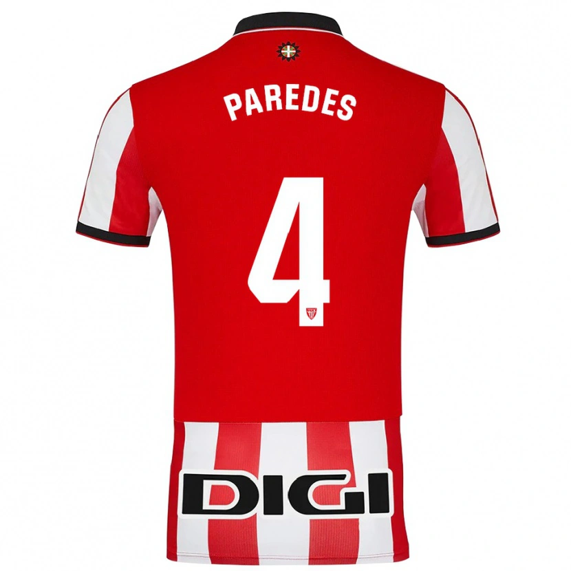 Danxen Kinderen Aitor Paredes #4 Rood Wit Thuisshirt Thuistenue 2025/26 T-Shirt