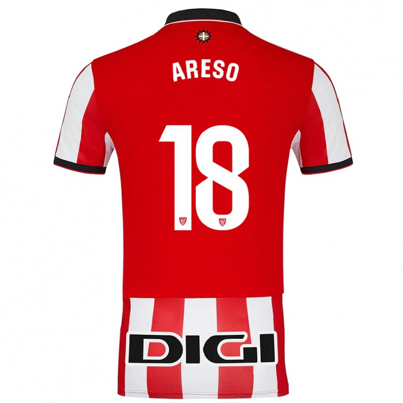 Danxen Kinderen Jesús Areso #18 Rood Wit Thuisshirt Thuistenue 2025/26 T-Shirt