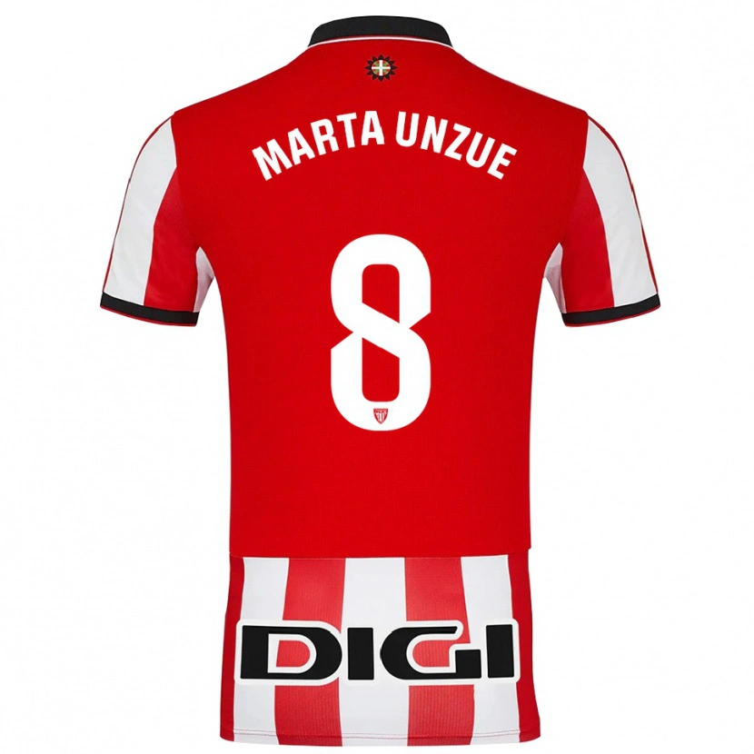 Danxen Kinderen Marta Unzué Urdániz #8 Rood Wit Thuisshirt Thuistenue 2025/26 T-Shirt