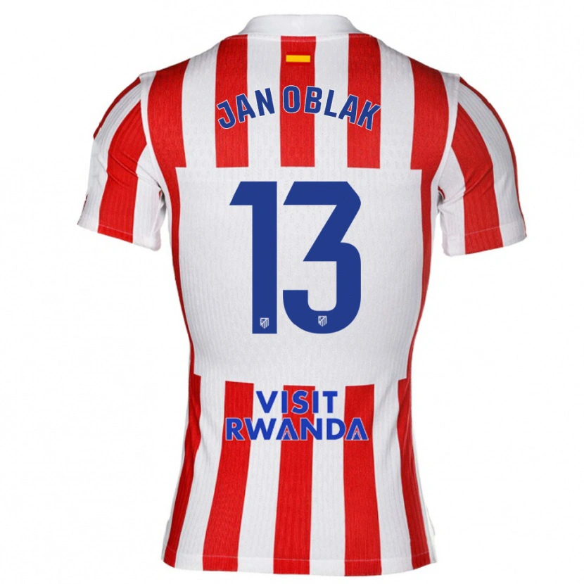 Danxen Kinderen Jan Oblak #13 Rood Wit Thuisshirt Thuistenue 2025/26 T-Shirt