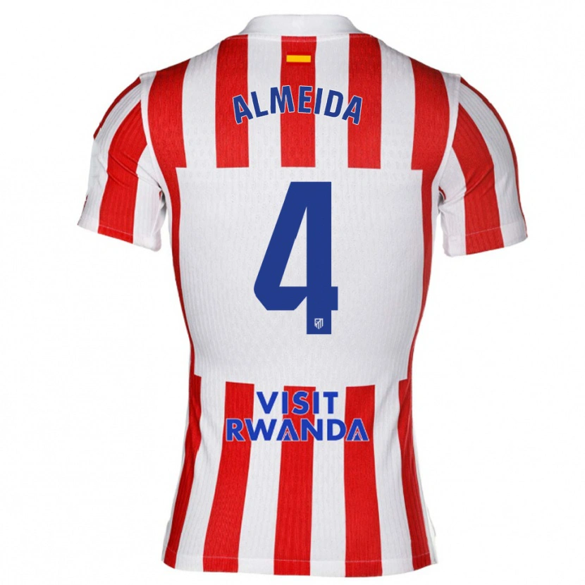 Danxen Kinderen Adrián Almeida #4 Rood Wit Thuisshirt Thuistenue 2025/26 T-Shirt