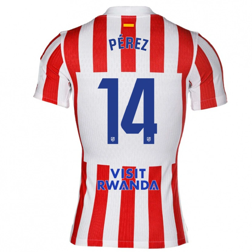 Danxen Kinderen Diego Pérez #14 Rood Wit Thuisshirt Thuistenue 2025/26 T-Shirt