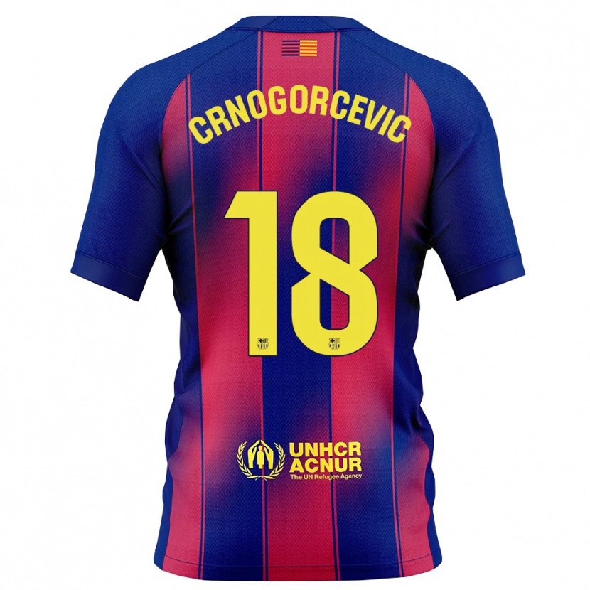 Danxen Kinderen Ana-Maria Crnogorcevic #18 Blauw Rood Thuisshirt Thuistenue 2025/26 T-Shirt