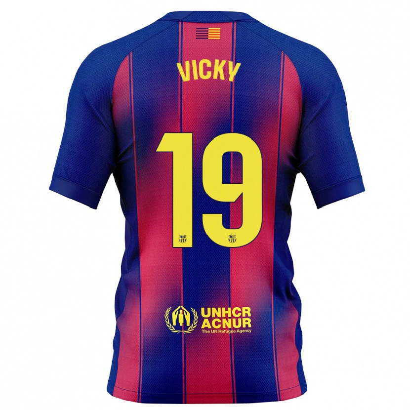 Danxen Kinderen Vicky López #19 Blauw Rood Thuisshirt Thuistenue 2025/26 T-Shirt