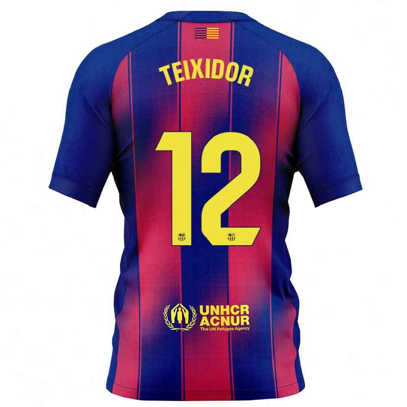 Danxen Kinderen Nil Teixidor #12 Blauw Rood Thuisshirt Thuistenue 2025/26 T-Shirt