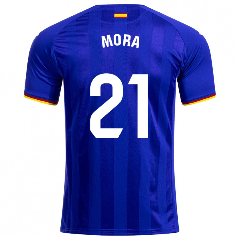 Danxen Kinderen Adrià Mora #21 Blauw Rood Geel Thuisshirt Thuistenue 2025/26 T-Shirt
