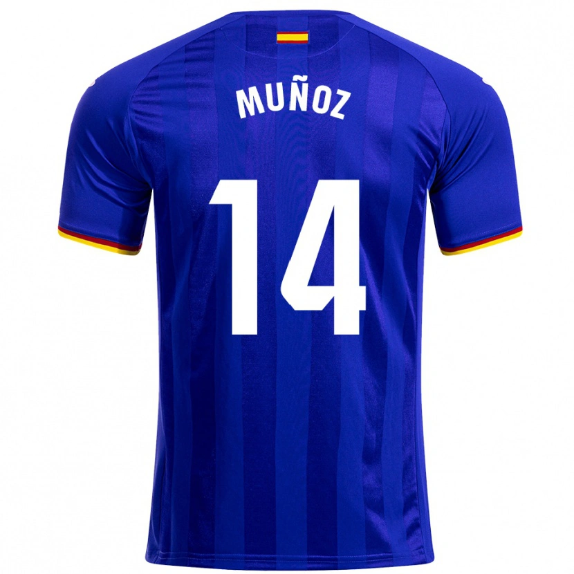 Danxen Kinderen Javi Muñoz #14 Blauw Rood Geel Thuisshirt Thuistenue 2025/26 T-Shirt