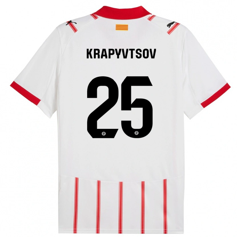 Danxen Kinderen Vladyslav Krapyvtsov #25 Wit Rood Thuisshirt Thuistenue 2025/26 T-Shirt