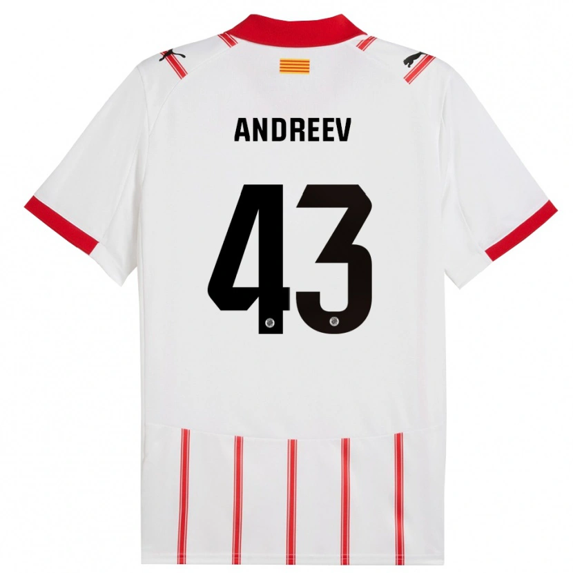 Danxen Kinderen Aleksandar Andreev #43 Wit Rood Thuisshirt Thuistenue 2025/26 T-Shirt