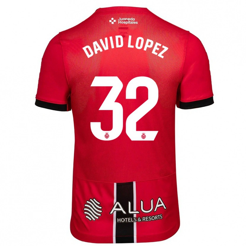 Danxen Kinderen David López #32 Rood Zwart Thuisshirt Thuistenue 2025/26 T-Shirt