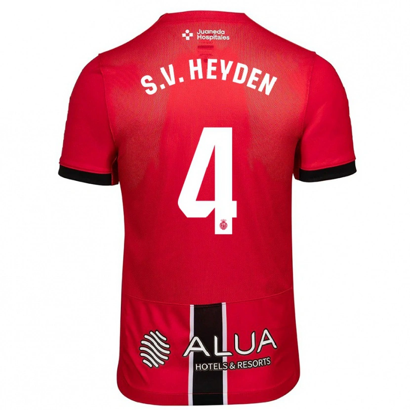 Danxen Kinderen Siebe Van Der Heyden #4 Rood Zwart Thuisshirt Thuistenue 2025/26 T-Shirt