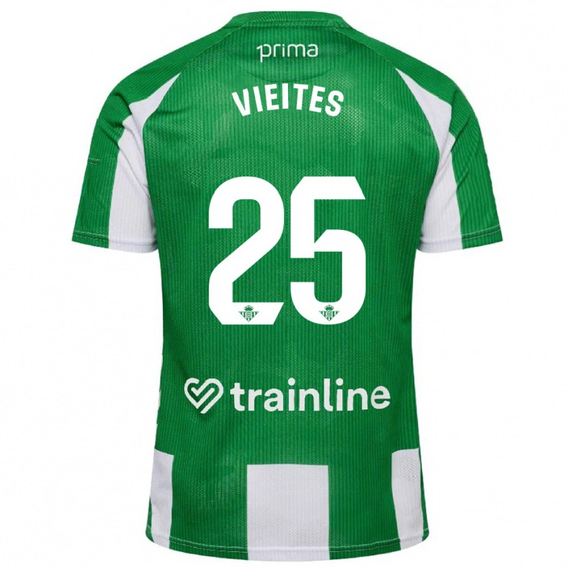 Danxen Kinderen Fran Vieites #25 Groen Wit Thuisshirt Thuistenue 2025/26 T-Shirt