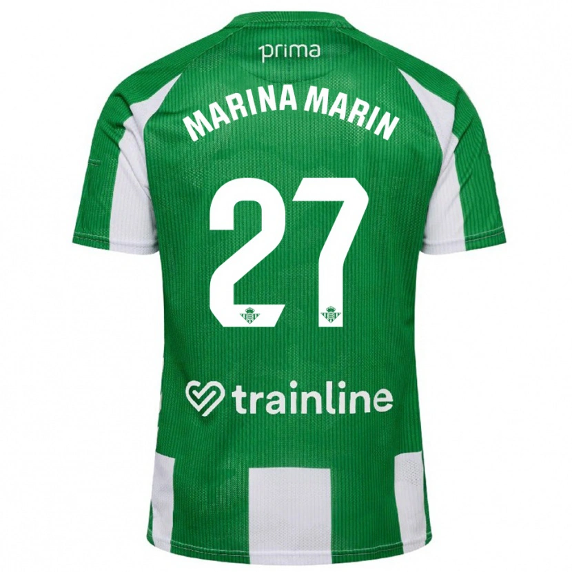 Danxen Kinderen Marina Marín #27 Groen Wit Thuisshirt Thuistenue 2025/26 T-Shirt