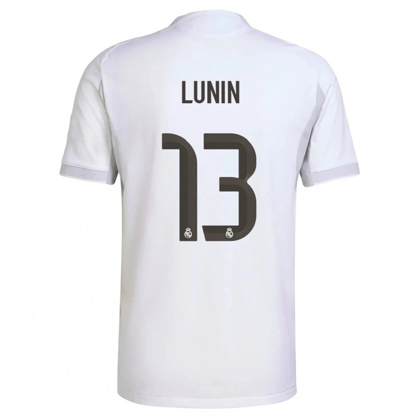 Danxen Kinderen Andriy Lunin #13 Wit Geel Thuisshirt Thuistenue 2025/26 T-Shirt