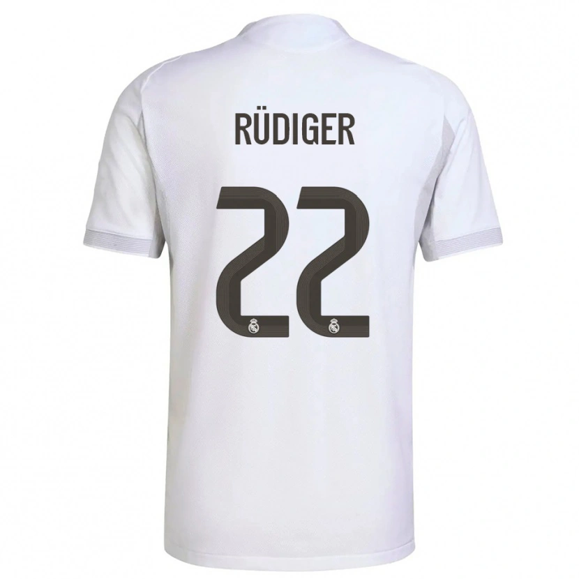 Danxen Kinderen Antonio Rüdiger #22 Wit Geel Thuisshirt Thuistenue 2025/26 T-Shirt