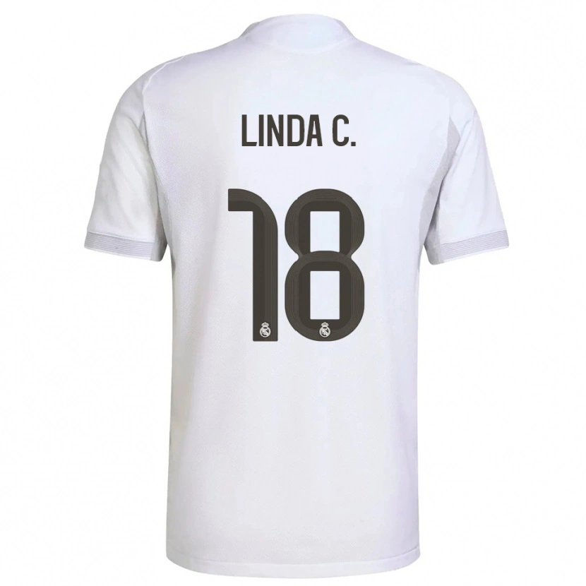 Danxen Kinderen Linda Caicedo #18 Wit Geel Thuisshirt Thuistenue 2025/26 T-Shirt