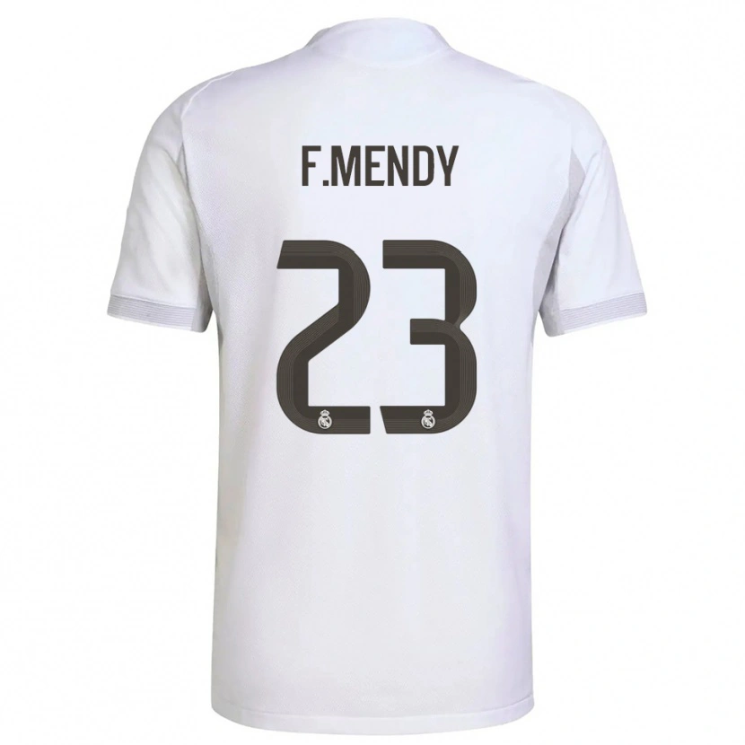 Danxen Kinderen Ferland Mendy #23 Wit Geel Thuisshirt Thuistenue 2025/26 T-Shirt