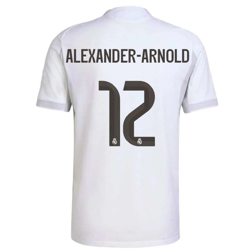 Danxen Kinderen Trent Alexander-Arnold #12 Wit Geel Thuisshirt Thuistenue 2025/26 T-Shirt