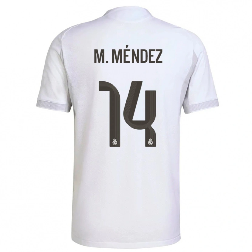 Danxen Kinderen María Méndez #14 Wit Geel Thuisshirt Thuistenue 2025/26 T-Shirt