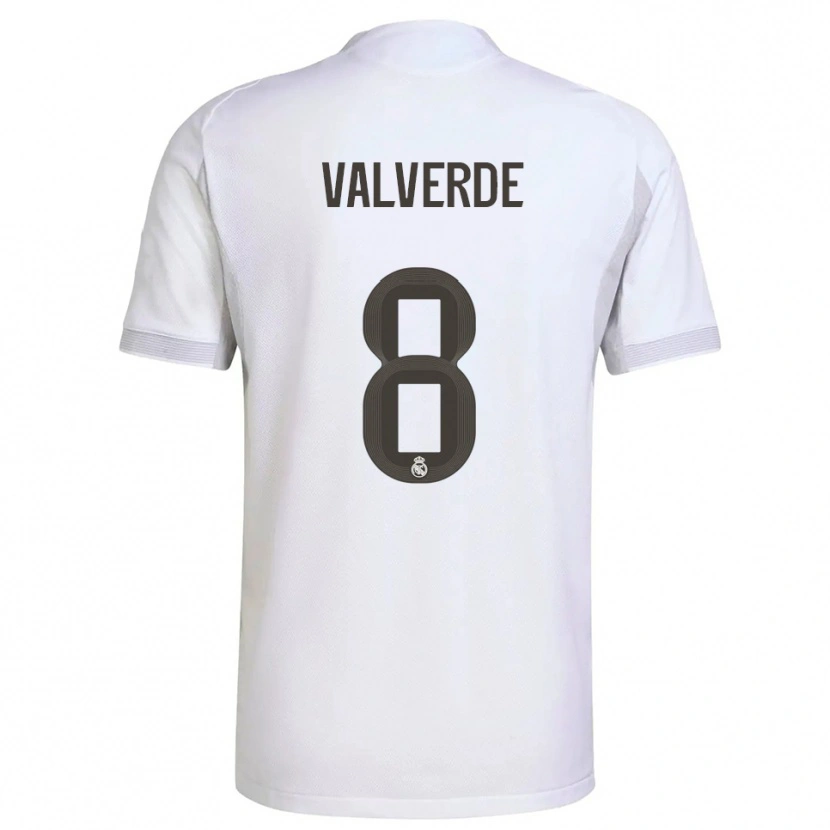 Danxen Kinderen Federico Valverde #8 Wit Geel Thuisshirt Thuistenue 2025/26 T-Shirt