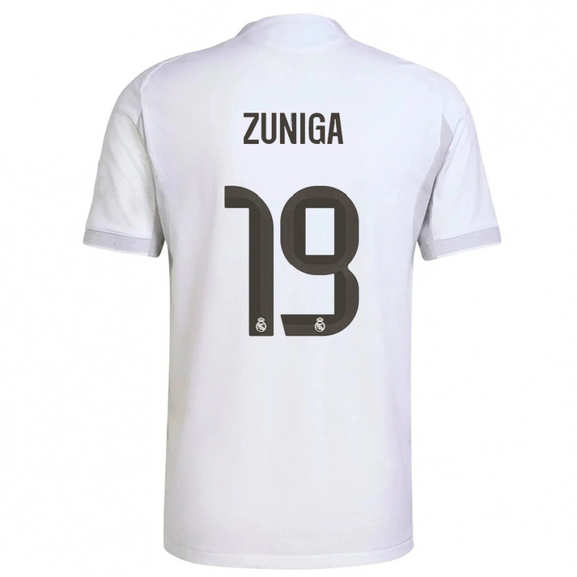 Danxen Kinderen Loren Zúñiga #19 Wit Geel Thuisshirt Thuistenue 2025/26 T-Shirt