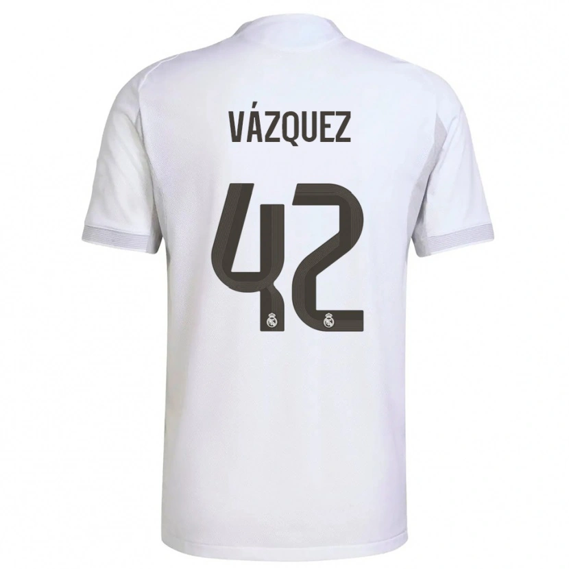 Danxen Kinderen Erik Vázquez #42 Wit Geel Thuisshirt Thuistenue 2025/26 T-Shirt