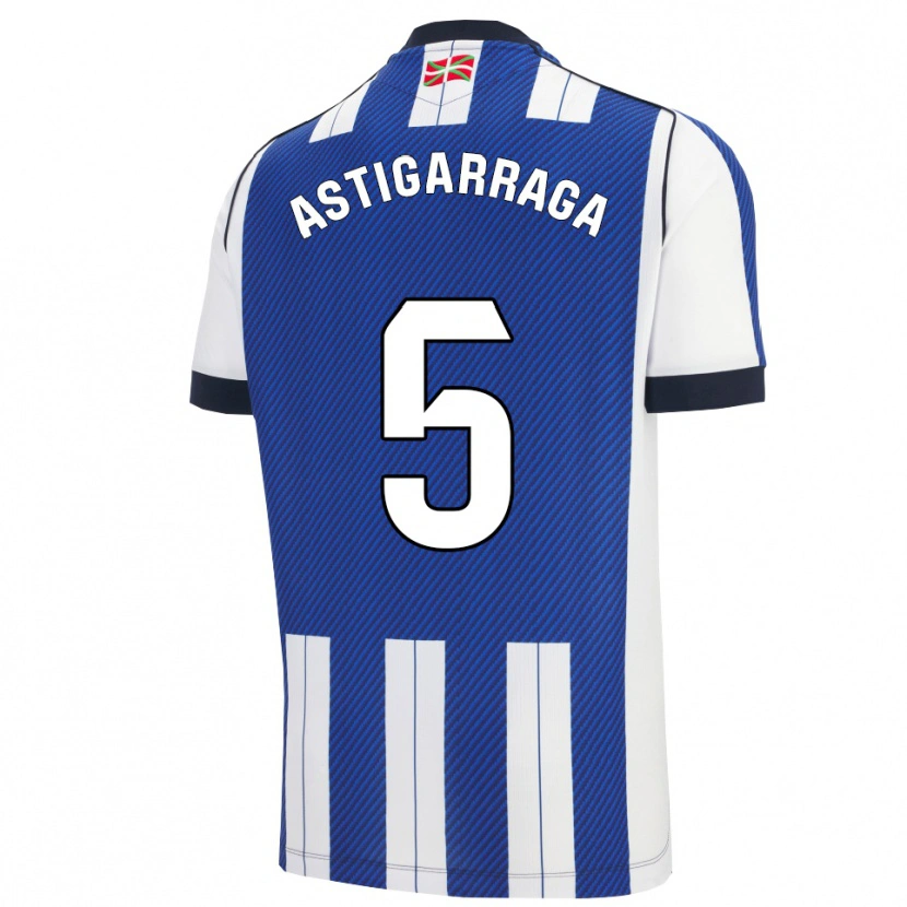 Danxen Kinderen Eneko Astigarraga #5 Blauw Wit Thuisshirt Thuistenue 2025/26 T-Shirt