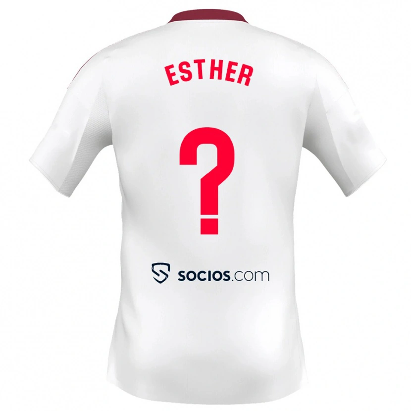 Danxen Kinderen Esther Martín-Pozuelo Aranda #0 Wit Rood Thuisshirt Thuistenue 2025/26 T-Shirt