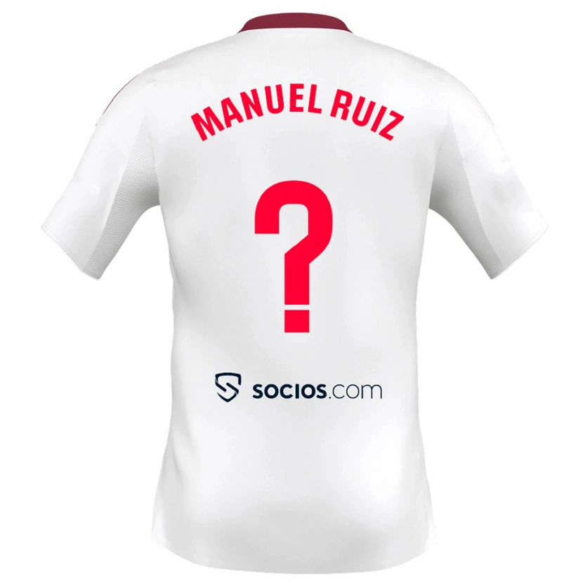 Danxen Kinderen José Manuel Ruiz #0 Wit Rood Thuisshirt Thuistenue 2025/26 T-Shirt