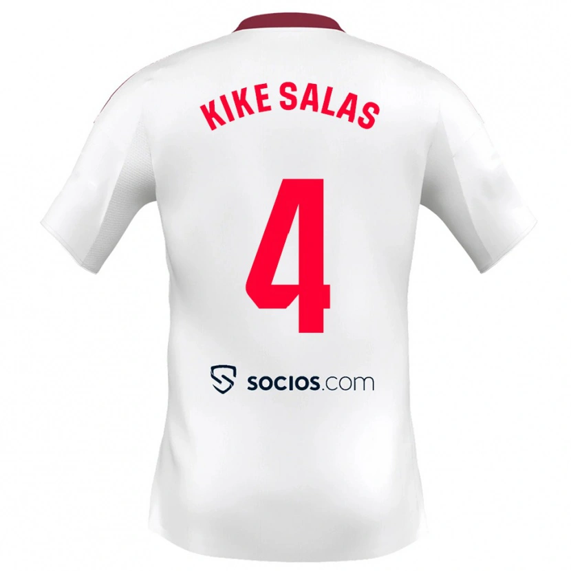 Danxen Kinderen Kike Salas #4 Wit Rood Thuisshirt Thuistenue 2025/26 T-Shirt