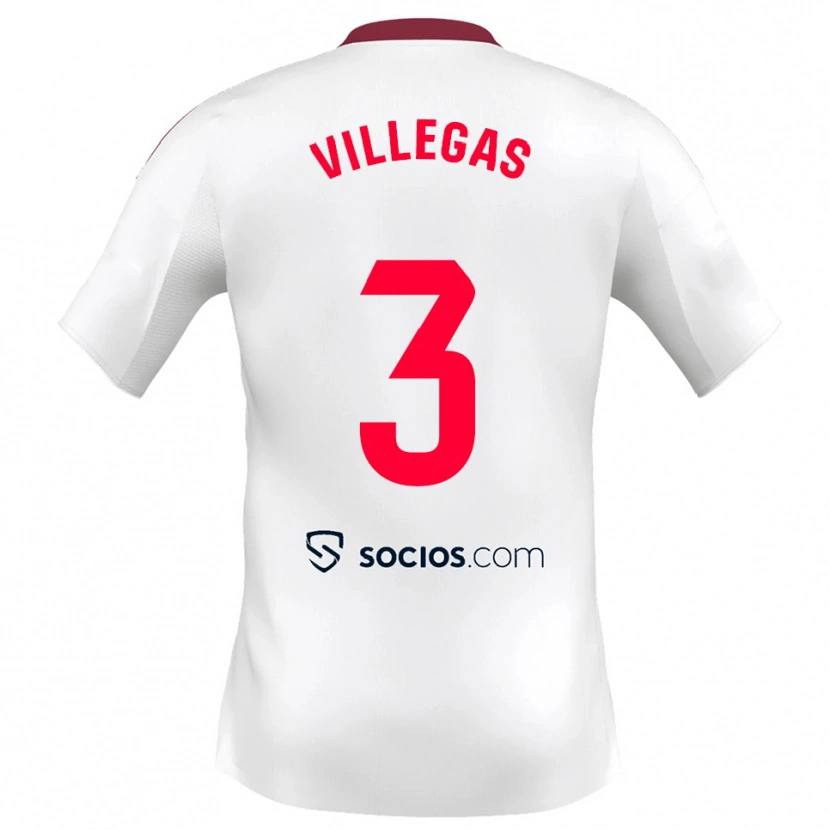 Danxen Kinderen Juancho Villegas #3 Wit Rood Thuisshirt Thuistenue 2025/26 T-Shirt