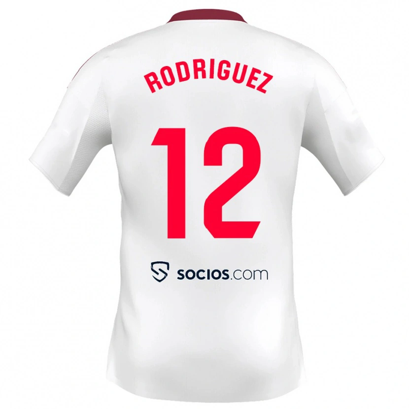 Danxen Kinderen Lucía María Rodríguez Herrero #12 Wit Rood Thuisshirt Thuistenue 2025/26 T-Shirt