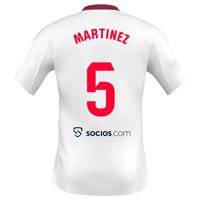 Danxen Kinderen Sergio Martínez #5 Wit Rood Thuisshirt Thuistenue 2025/26 T-Shirt