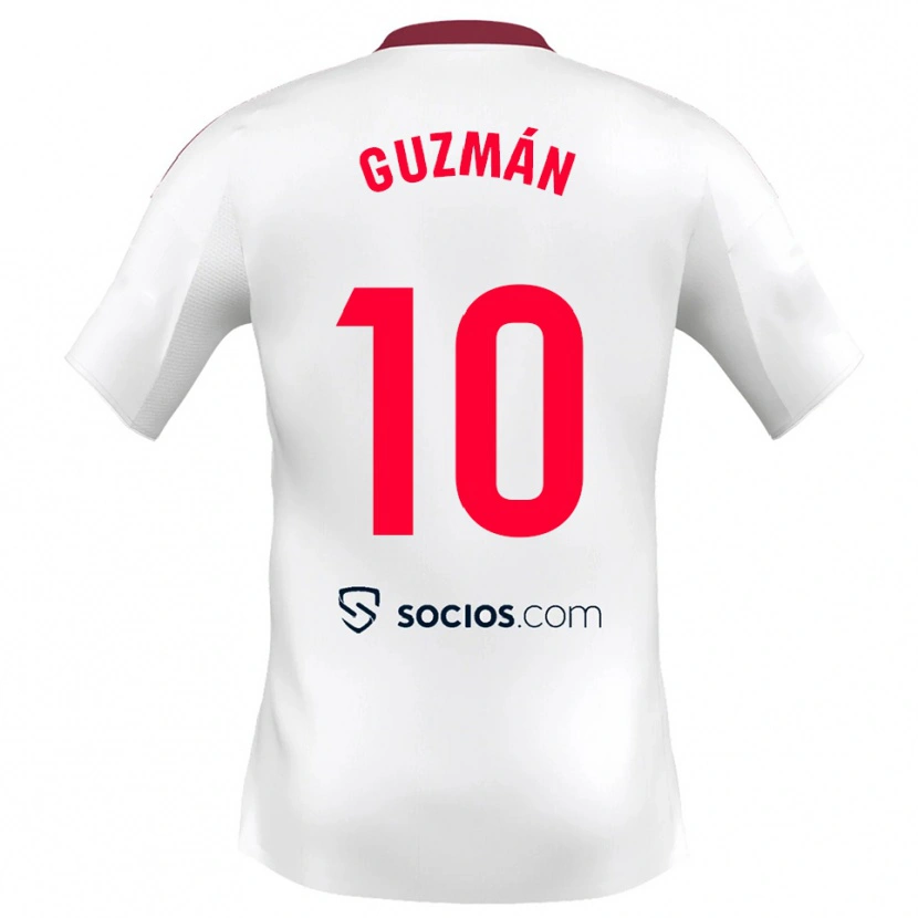 Danxen Kinderen Gonzalo Guzmán #10 Wit Rood Thuisshirt Thuistenue 2025/26 T-Shirt